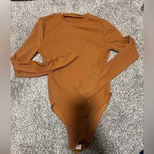 Elegant Brown Long Sleeve body suit/sweats pair